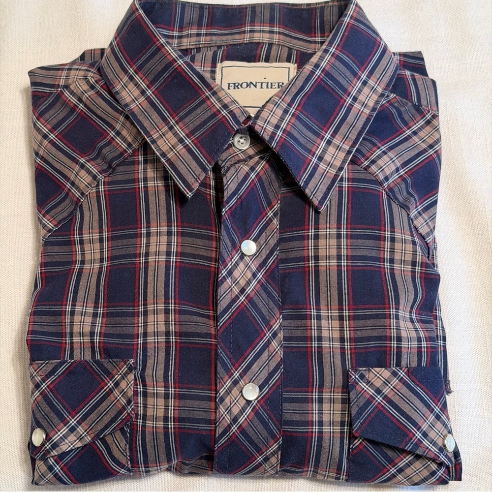 Frontier Shirt Mens LT Plaid Western Pearl Snap Long Sleeve Tall Cowboy Ranch